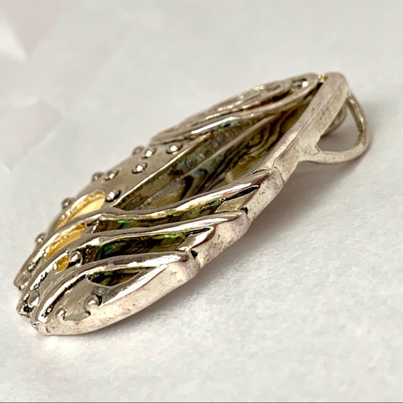 Abalone & Mother of Pearl Silver Tone Pendant - Picture 9 of 12